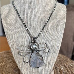 Silver Angel DRUZY Pendant Necklace